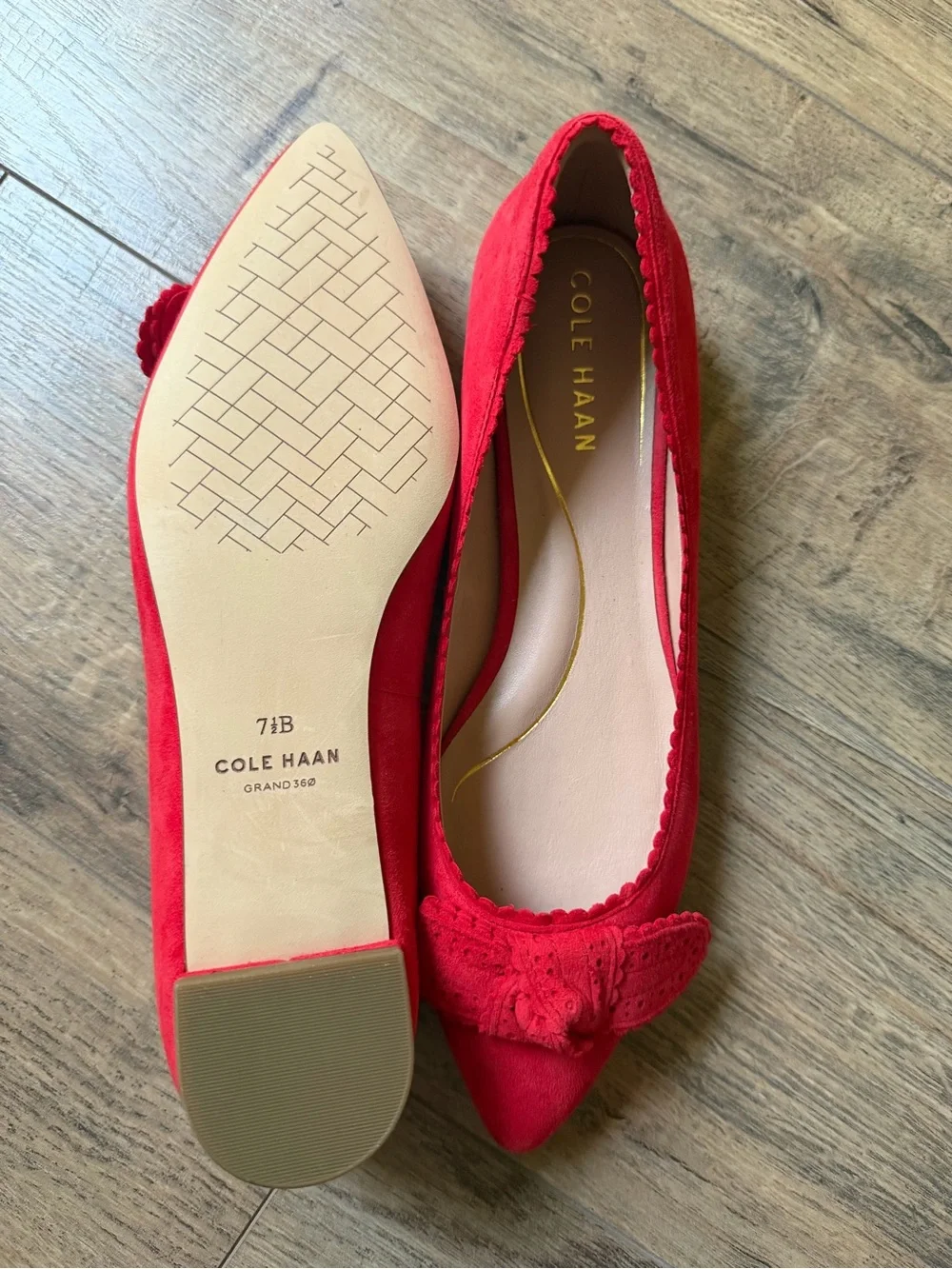Cole Haan Bellport Bow Skimmer Flats Red Size 7.5M